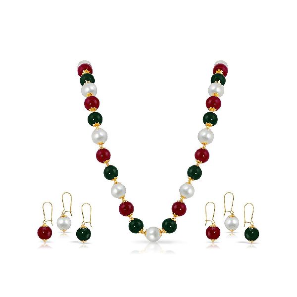 Ankur brillant gold plated multicolour pearl necklace set for women