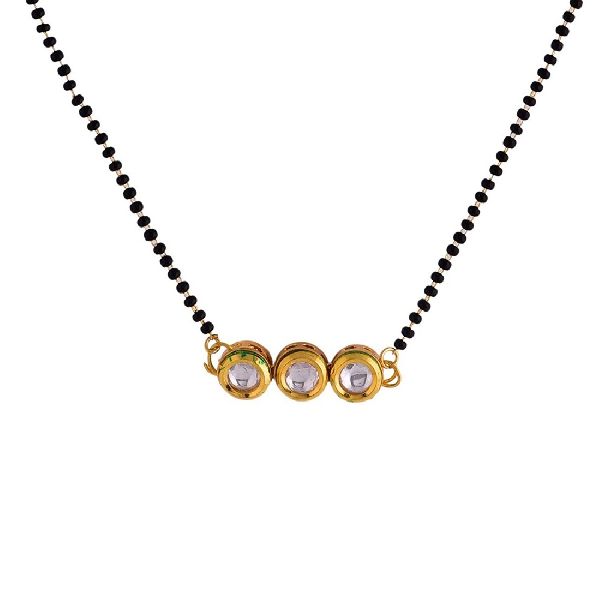 Ankur charming gold plated kundan three round mangalsutra for women