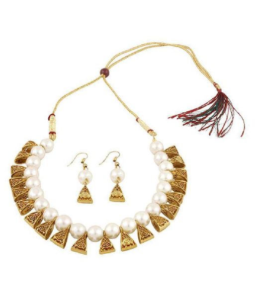 Ankur gleaming gold plated beads necklace set for women