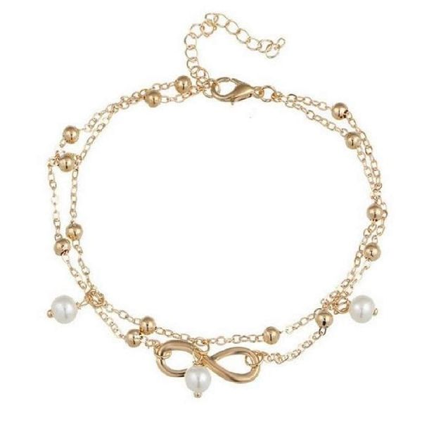 Ankur glittery gold plated anklet for women