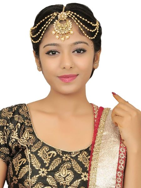 Ankur ravishing gold plated three layer head accessory for women