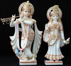 Polished Non Printed Marble Marbal Radha-Krishna Statue, Packaging Type : Carton Box, Thermocol Box