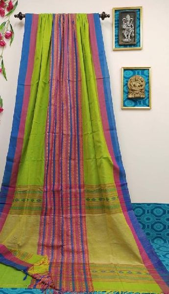 Printed Pure Handloom Cotton Saree, Color : Multicolor