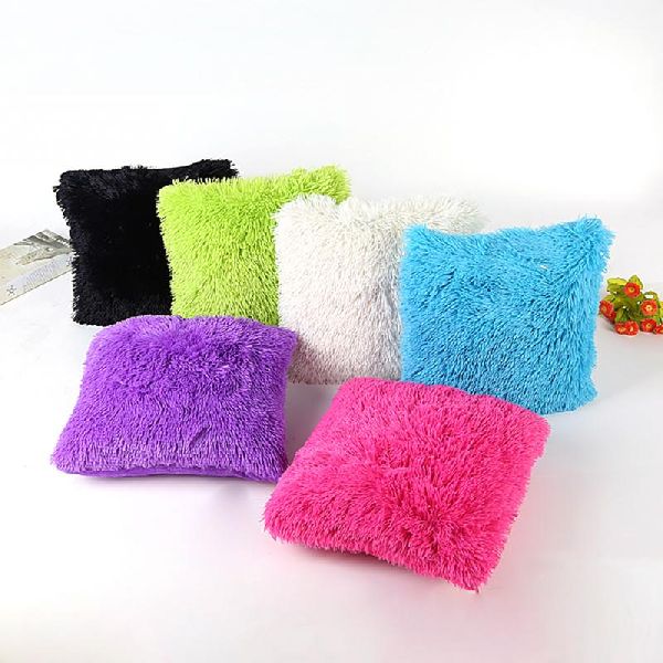 Square Shaggy Cushion Covers, for Bed, Chairs, Sofa, Size : 40cm X 40cm, 45cm X 45cm, 50cm X 50cm