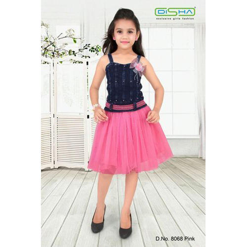 Plain Cotton girls fancy frock, Size : M, XL