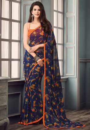 Georgette Printed Sarees, for Comfortable, Skin friendly