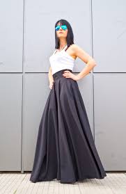 Checked Chiffon Women long skirt, Size : XL