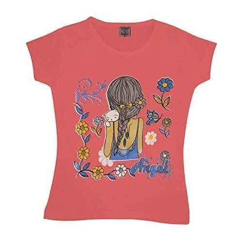 Hosiery Girls Orange Printed T-Shirt, Size : Small, Large, Medium, XXL, XXXL, XXXXL