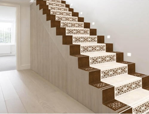 Printed 300x1200mm Step Riser Tiles, Color : Brown, Off White