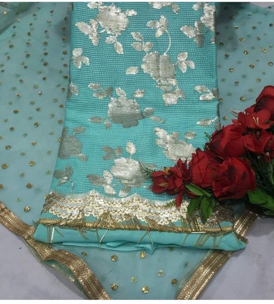 KHUSHALI DYE ABLE EMBROIDERY FABRIC, for Making Garments, Technics : Embroidered