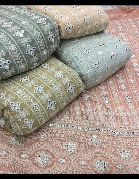 KHUSHALI Embroidered Fabrics, Color : Multicolor