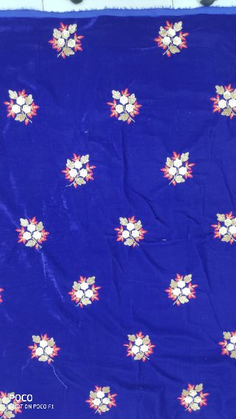 Khushali viscose velvet embroidered fabric, Color : Multicolor