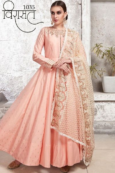  Virasat Designer Gown Salwar Suits, Size : Full Stitched  