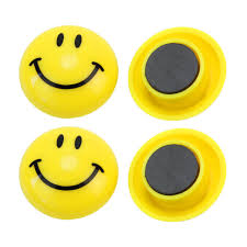 Non Polished Cobalt Smiley Yellow Fridge Magnets, Grade : N35, N38, N40, N42