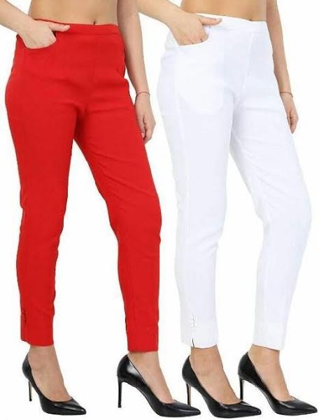 Buy STOP White Solid Straight Fit Cotton Lycra Women's All