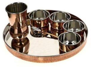 7 Piece Copper Steel Thali Set