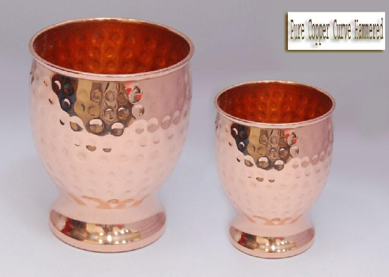 Copper Curved Hammered Glass Set