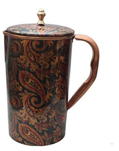 Round Copper Printed Jugs, for Serving Water, Feature : Good Quality, Shiny Look