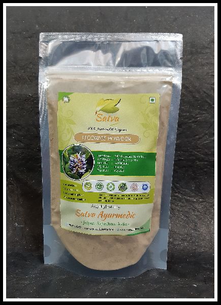 Licorice Powder, for Allergies, Asthma, Bronchitis, Coughs, Peptic Ulcer, Packaging Type : Foil Pouch