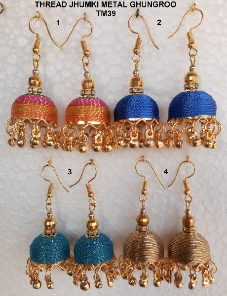 Metal Ghungroo Thread Jhumka