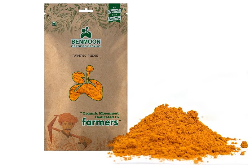 Benmoon Sun Dried Organic turmeric powder, Packaging Type : Eco Friendly Paper Pouch