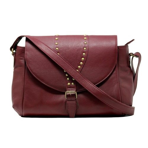 Ladies Leather Cross Body Bag, Pattern : Plain, Size : 29x25x10 cm at ...