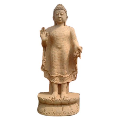 4.5 Feet Sandstone Standing Buddha Statue, for Tample, Home, Office, etc., Feature : Best Quality