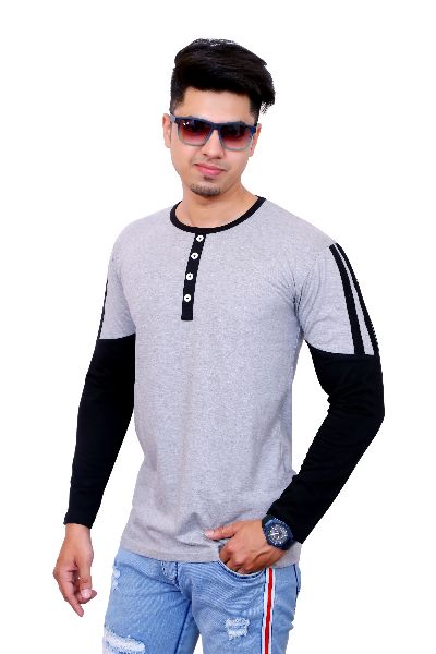 Full Sleeve Cotton Mens Fancy T Shirt, Feature : Breathable, Pattern ...