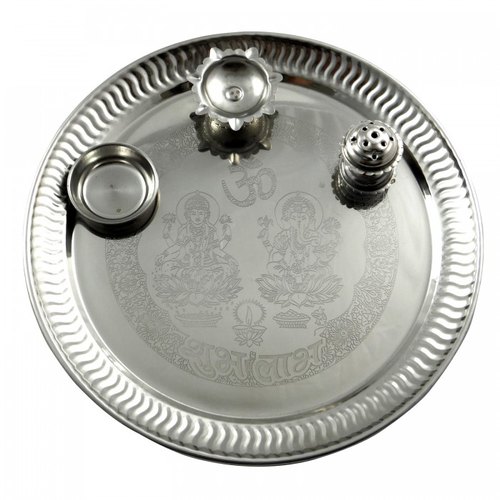 PS-01 Stainless Steel Pooja Thali Set, Feature : Attractive Pattern, Durable, Fine Finished