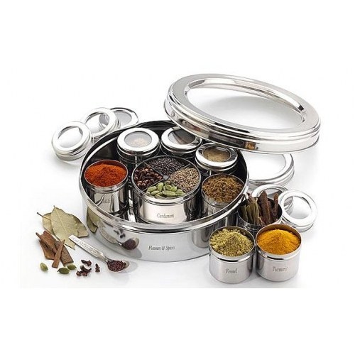 Plain Stainless Steel Spice Box, Feature : Eco Friendly, Leakage Proof, Property