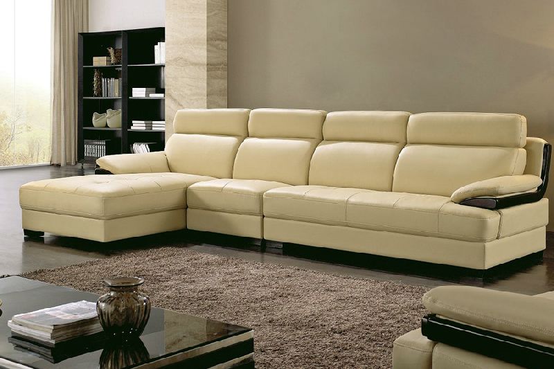 L Shape Leather Sofa - LSLS-002, for Neem Wood