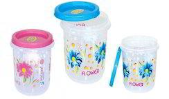 Round plastic kitchen containers, for Food Storage, Pattern : Plain, Printed