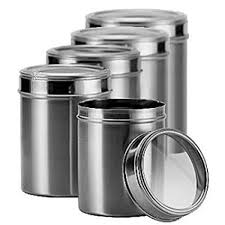 Rectangular Non Polished steel canisters, for Packaging Use, Storage Use, Pattern : Plain, Printed