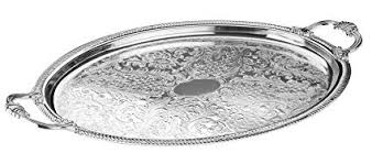 Non Polished Silver Plated Tray, for Decoration, Gifting, Party Servings, Feature : Attractive Pattern