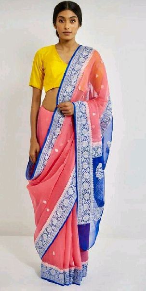 Banarasi Khaddi Chiffon Saree, for Easy Wash, Technics : Handloom