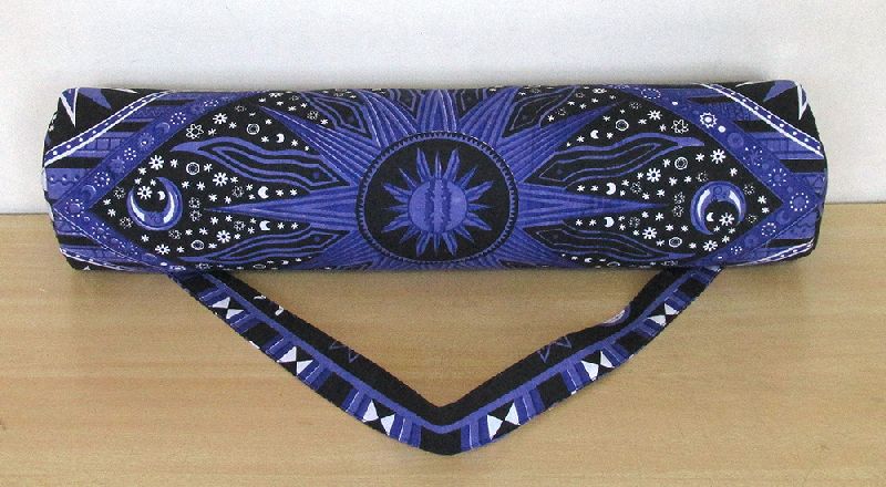 Indian Blue and Black Cotton Printed Yoga Mat Bag
