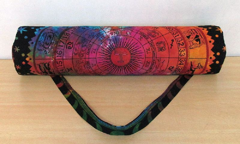 Indian Cotton Sun and Zodiac Sign Printed Yoga Mat Bag