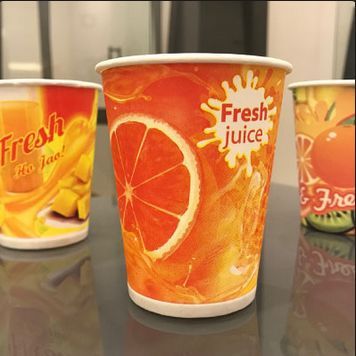 Round 250ml Paper Juice Cup, For Jiuce Serving, Pattern : Printed