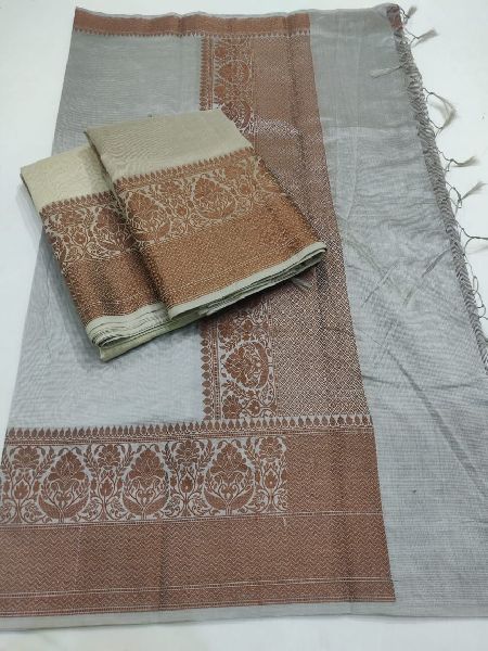 Banarasi Cotton Silk Velkalam (Aanchal Border) Weave Saree