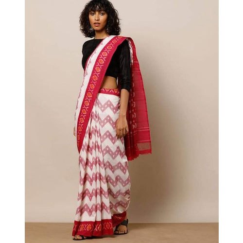 White Cotton Printed Sarees, Occasion : Casual Wear
