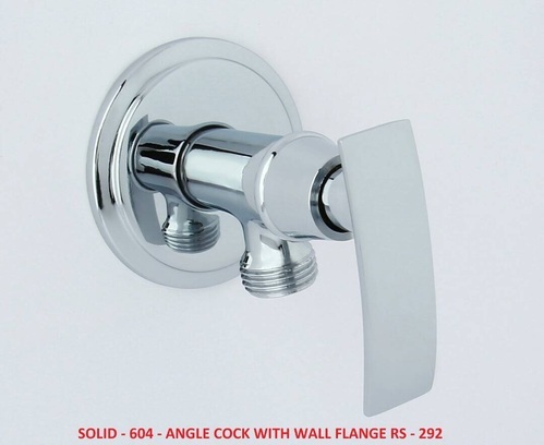 Solid-604 Angle Cock with Wall Flange, for Bathroom, Color : Silver