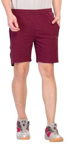 Mens Maroon Active Cotton Shorts, Size : L