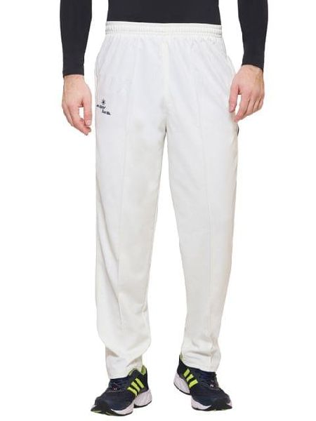 Mens Off White Cricket Polyester Track Pant