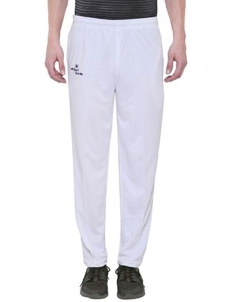 Mens White Cricket Polyester Track Pant, Pattern : Plain, Feature ...