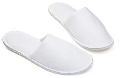 White hotel slippers