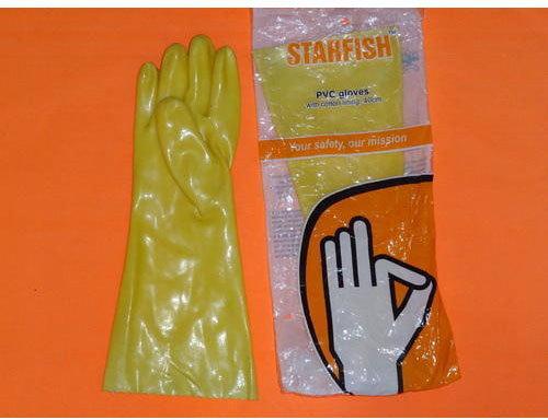 Plain Yellow Pvc Hand Gloves