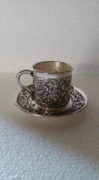 Round Polished Metal Handicraft Tea Cup, for Coffee, Cold Drinks, Ice Cream, Gift, Size : Customise