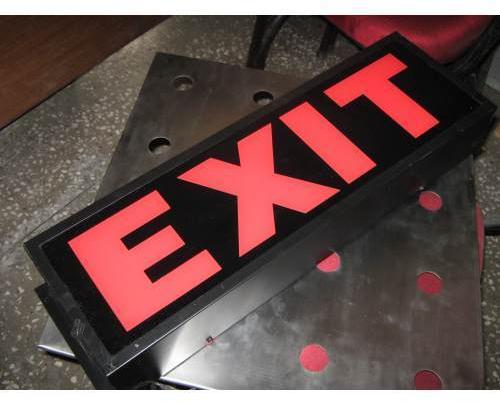 Black 2D Board Exit Sign, Shape : Rectangular