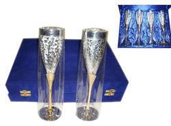 Silver Plated Brass Champagne Glass Set, Size : Customize