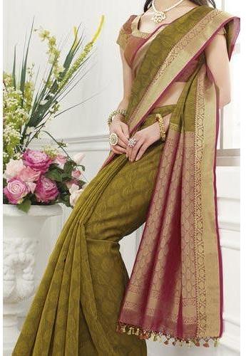 Party wear silk saree, Saree Length : 6.3 m (with blouse piece)